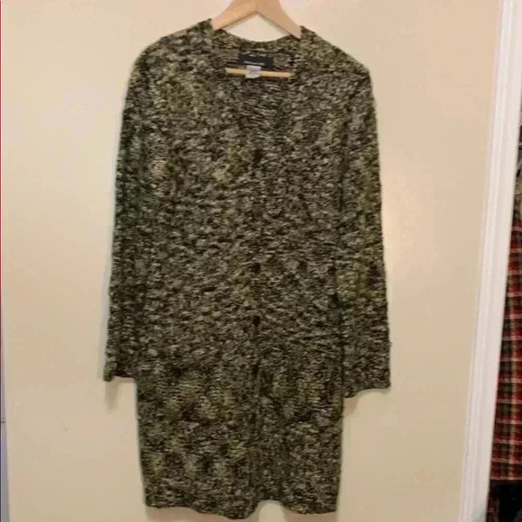 Black and Gold Long Knit Cardigan Sweater by Jones New York - Picture 11 of 11